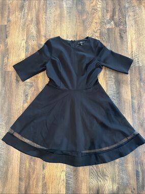 Lulus Sheer Factor Black Mesh Skater Dress